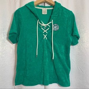 Ivory Ella Teal Lace-Up Hoodie